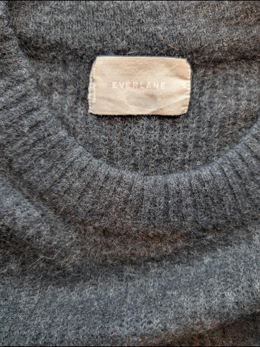 Everlane Heathered Black Alpaca Wool Crewneck Oversized The Cocoon Crew SM - Picture 12 of 13